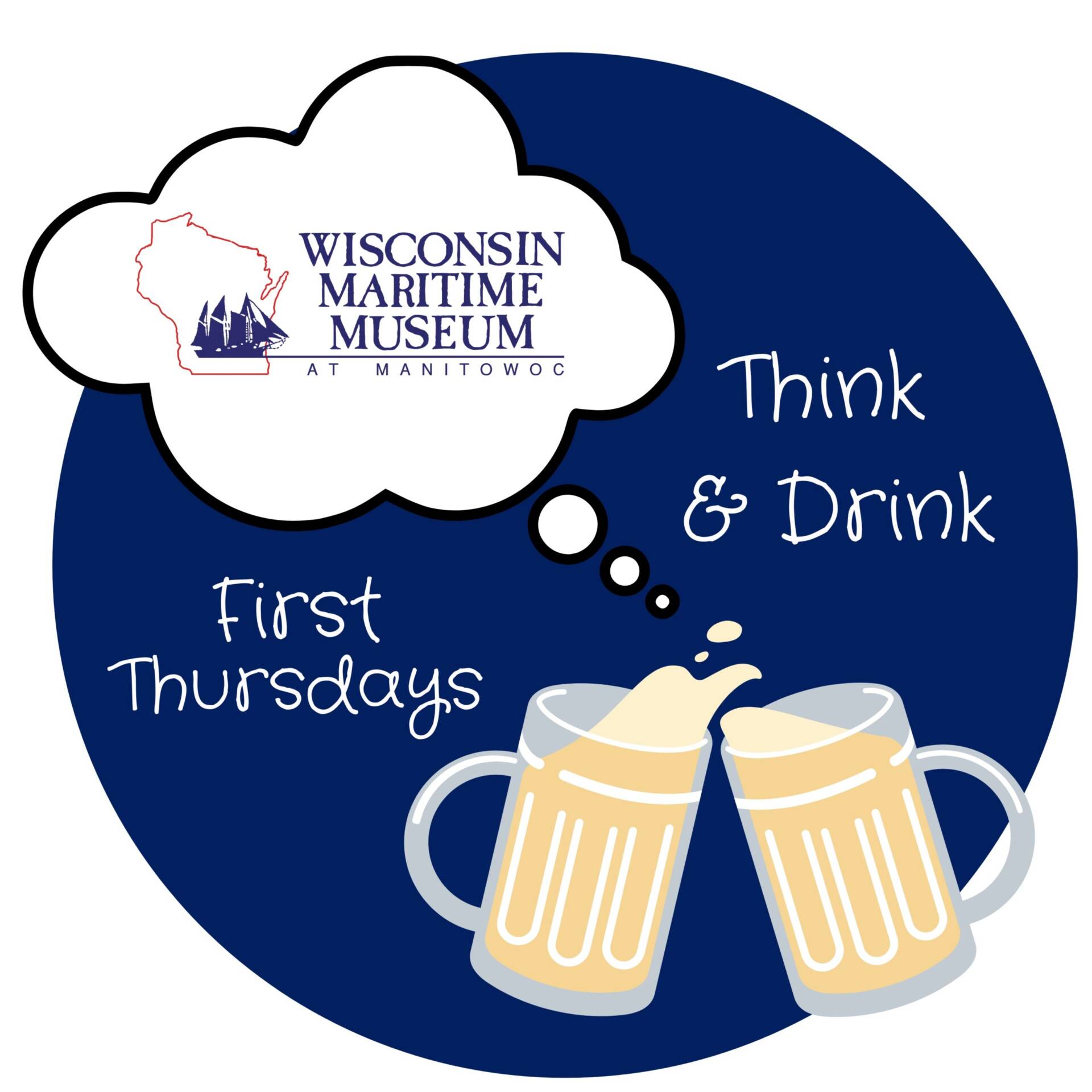 Think 'n Drink Program logo featuring two clinking beer mugs